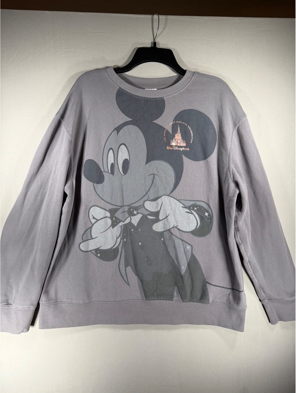Disney Mickey Mouse Walt Disney World 50th Anniversary Gray Sweatshirt Size L